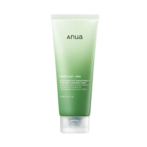 Tubo verde de Anua Heartleaf Quercetinol Pore Deep Cleansing Foam 150ml