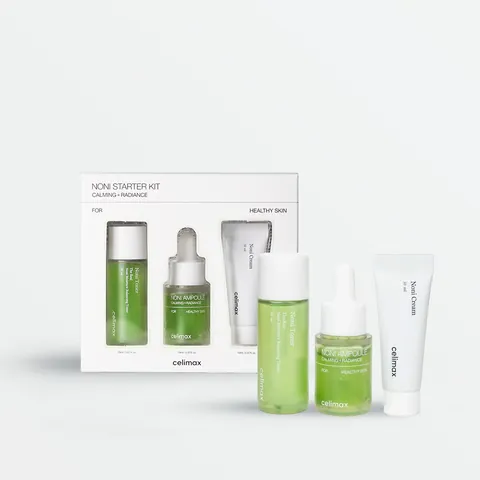 Los 3 minis del Noni Starter Kit junto a su caja