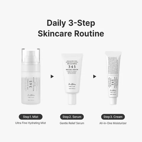 Rutina diaria de 3 pasos del 345 Travel Kit: Mist, Serum y Cream