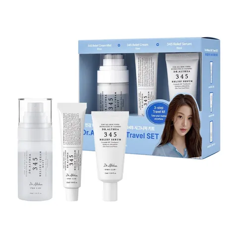 Caja Dr. Althea 345 Travel Kit con los 3 minis: Cream Mist 60ml, Relief Cream 15ml y Relief Serum 15ml