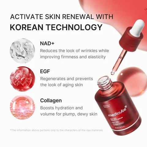 Ingredientes de Medicube EGF NAD+ Firming Serum: NAD+, EGF y colágeno