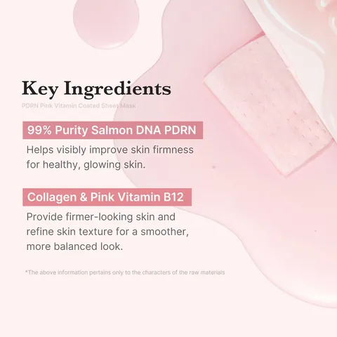 Ingredientes de Medicube PDRN Pink Vita Coating Mask: PDRN de salmón 99%, colágeno y vitamina B12