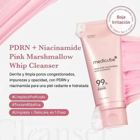 Textura marshmallow del Medicube PDRN Whip Cleanser